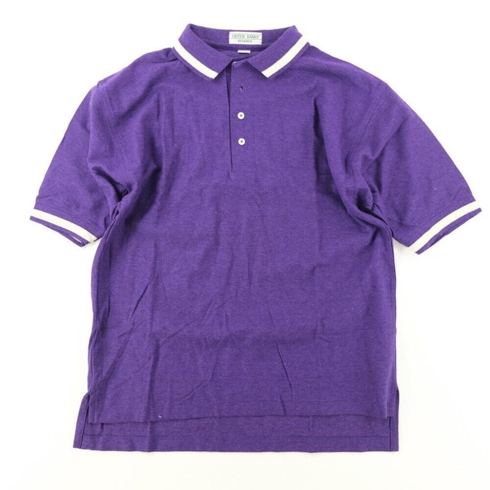 VTG OUTER BANKS RESERVE POLO SHIRT MENS LARGE PURPLE SHORT SLEEVE CLASSIC - Picture 1 of 5